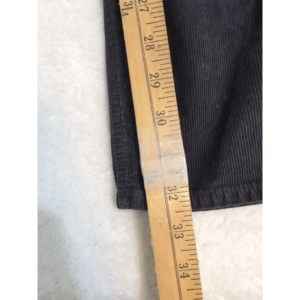 J. CREW Reid Fit Black Corduroy Straight Leg Skinny Pants Size‎ 29R X 32 Stretch